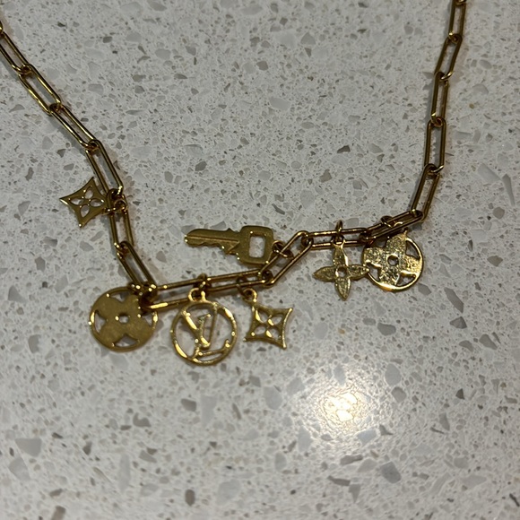 Louis Vuitton 24k plated necklace w/ paperclip chain - Picture 2 of 3